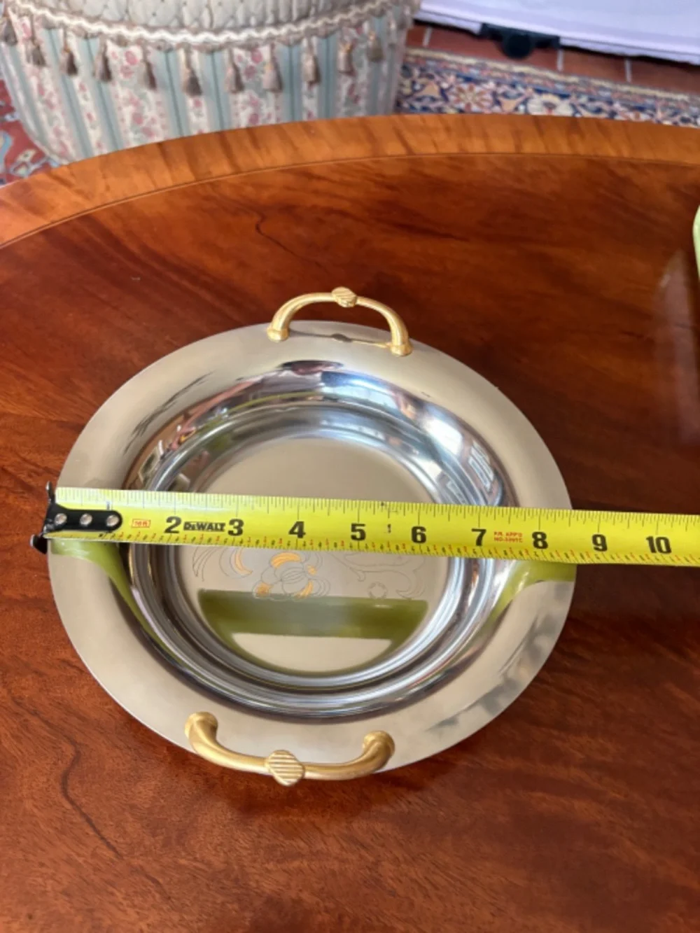 Stainless Steel Serving Bowl, Gold handles